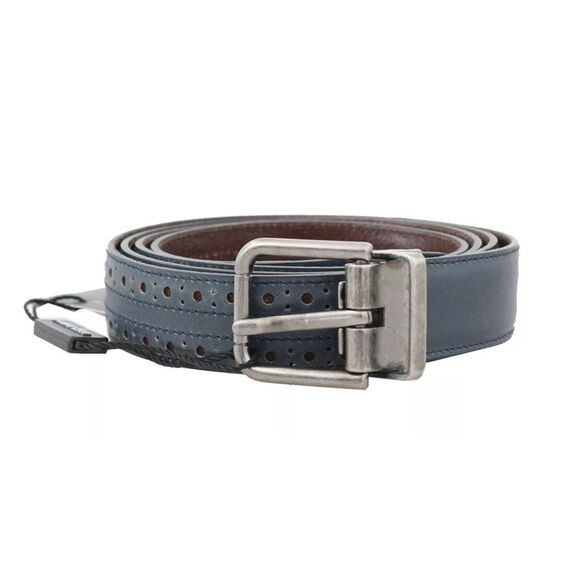 Dolce & Gabbana Reversible Perforated Leather Belt Men Blue Belts